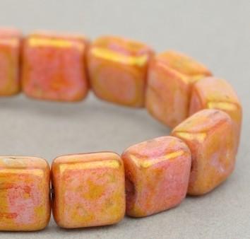 Square Czech Glass, Rose with Copper Finish 6mm - PoCo Inspired