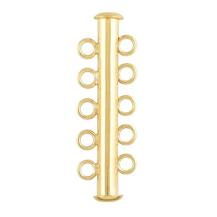 Tube Clasp - 1pc Gold 5 Strand