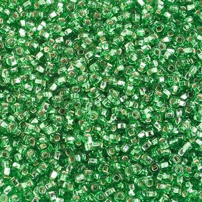 10-01300, Czech 22g Silver Lined Lime Green