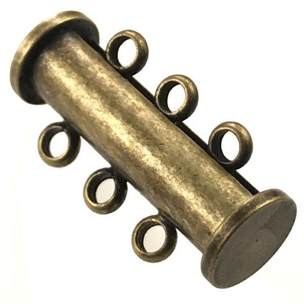Tube Clasp - 3pc Antique Brass 3 Strand