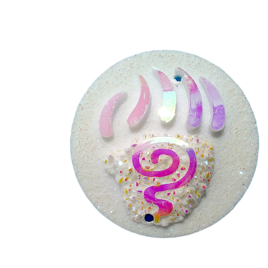 Resin Cab - Round 25mm, Claw Swirl White