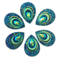 Resin Cab - Teardrop 25mm, Peacock Eye Black AB