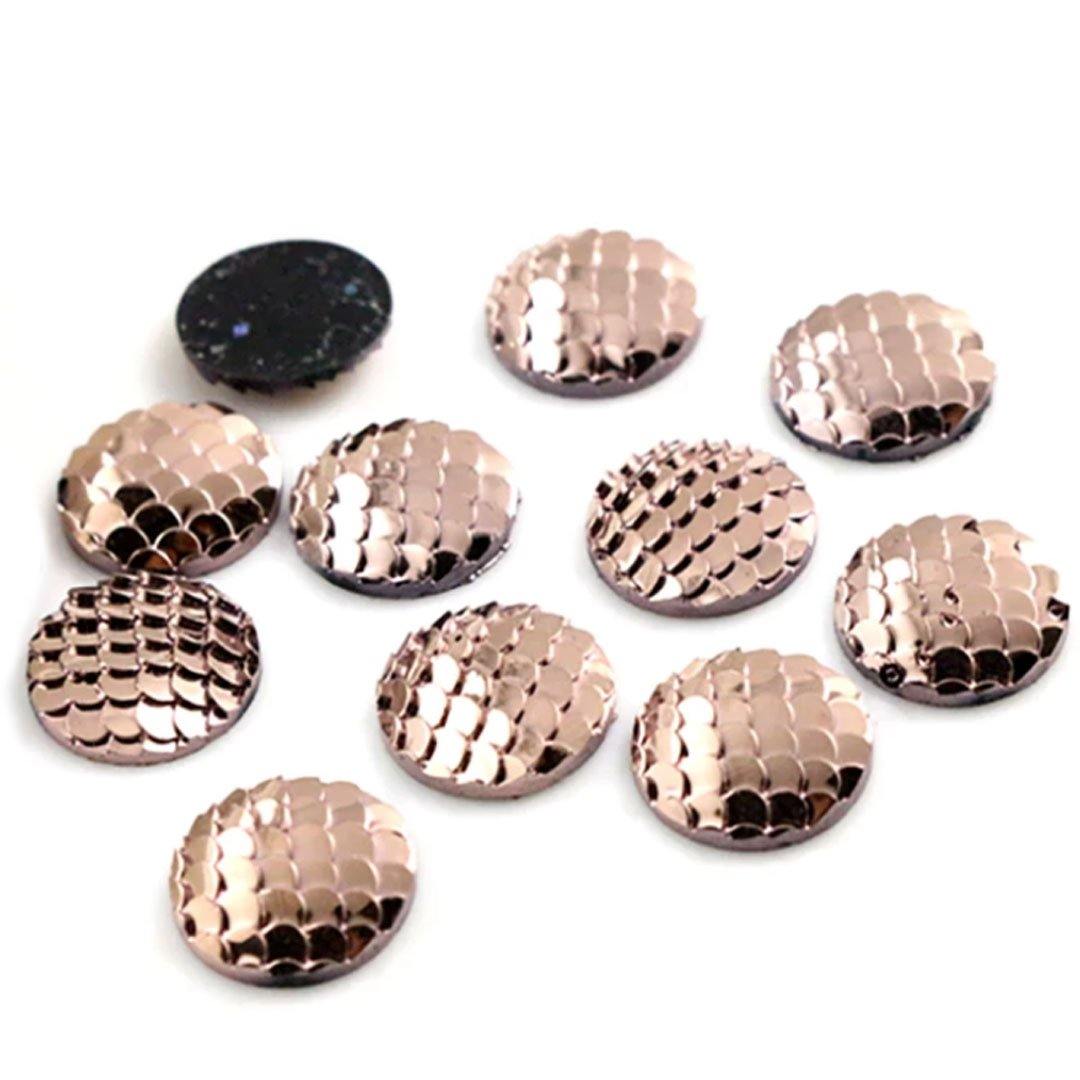 Resin Cab - Round 12mm, Fish Scale Mocha